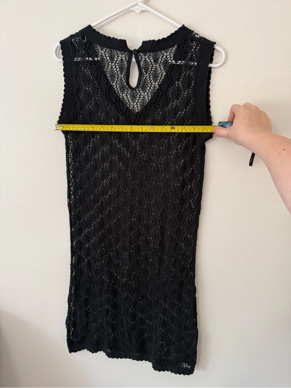 Vintage Y2K Old Navy Black Crocheted Dress Cover Up Sz Lg Whimsigoth Emo Witchy - Picture 9 of 10